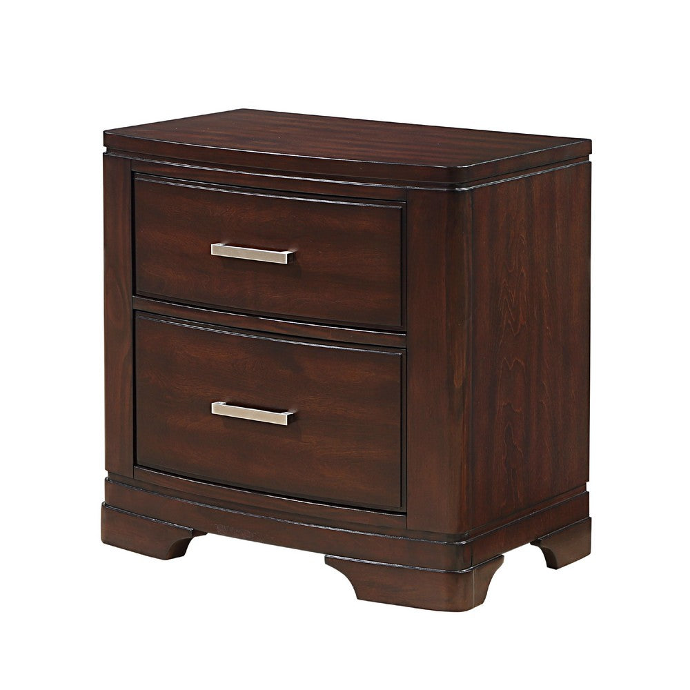 Hudy 2 Drawer Nightstand, 26 Inch, Cherry Brown Birch Veneer -BM336303