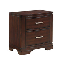 Hudy 2 Drawer Nightstand, 26 Inch, Cherry Brown Birch Veneer -BM336303