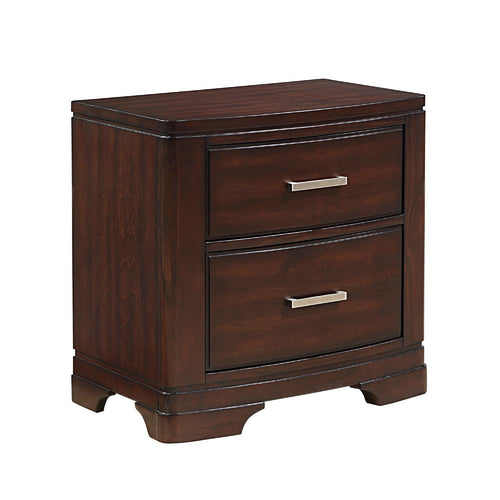 Hudy 2 Drawer Nightstand, 26 Inch, Cherry Brown Birch Veneer -BM336303