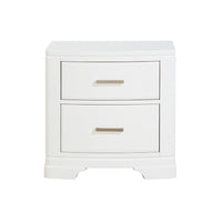 Hudy 2 Drawer Nightstand, Metal Handles, 26 Inch, White Birch Veneer -BM336306