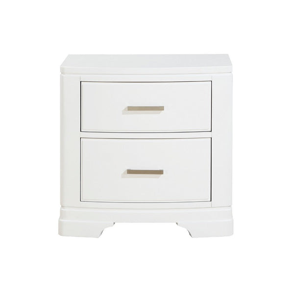 Hudy 2 Drawer Nightstand, Metal Handles, 26 Inch, White Birch Veneer -BM336306