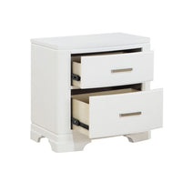 Hudy 2 Drawer Nightstand, Metal Handles, 26 Inch, White Birch Veneer -BM336306
