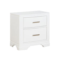 Hudy 2 Drawer Nightstand, Metal Handles, 26 Inch, White Birch Veneer -BM336306