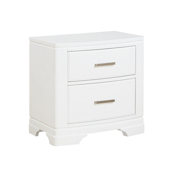 Hudy 2 Drawer Nightstand, Metal Handles, 26 Inch, White Birch Veneer -BM336306