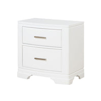 Hudy 2 Drawer Nightstand, Metal Handles, 26 Inch, White Birch Veneer -BM336306