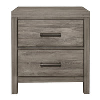 Rie 2 Drawer Nightstand, 26 Inch, Weathered Gray Melamine Laminate -BM336309