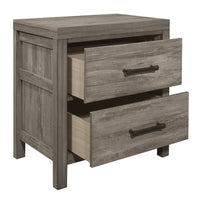 Rie 2 Drawer Nightstand, 26 Inch, Weathered Gray Melamine Laminate -BM336309