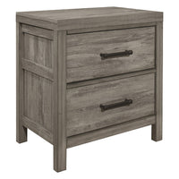 Rie 2 Drawer Nightstand, 26 Inch, Weathered Gray Melamine Laminate -BM336309
