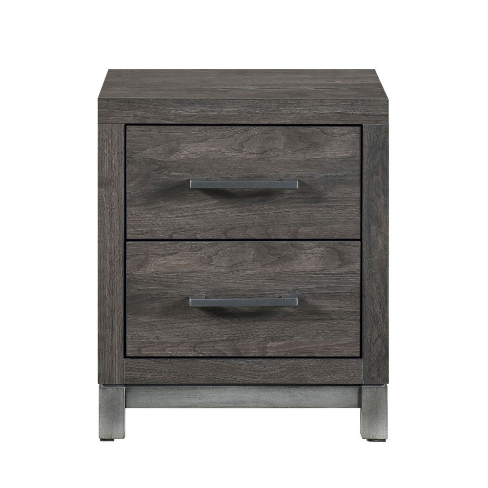 Deena 2 Drawer Nightstand, 25 Inch, Brown Gray Melamine Veneer -BM336317
