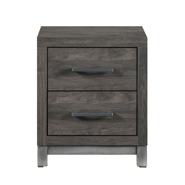 Deena 2 Drawer Nightstand, 25 Inch, Brown Gray Melamine Veneer -BM336317