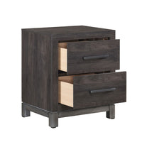 Deena 2 Drawer Nightstand, 25 Inch, Brown Gray Melamine Veneer -BM336317