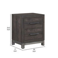 Deena 2 Drawer Nightstand, 25 Inch, Brown Gray Melamine Veneer -BM336317