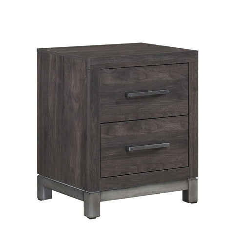 Deena 2 Drawer Nightstand, 25 Inch, Brown Gray Melamine Veneer -BM336317