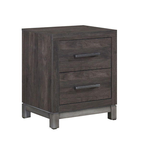 Deena 2 Drawer Nightstand, 25 Inch, Brown Gray Melamine Veneer -BM336317