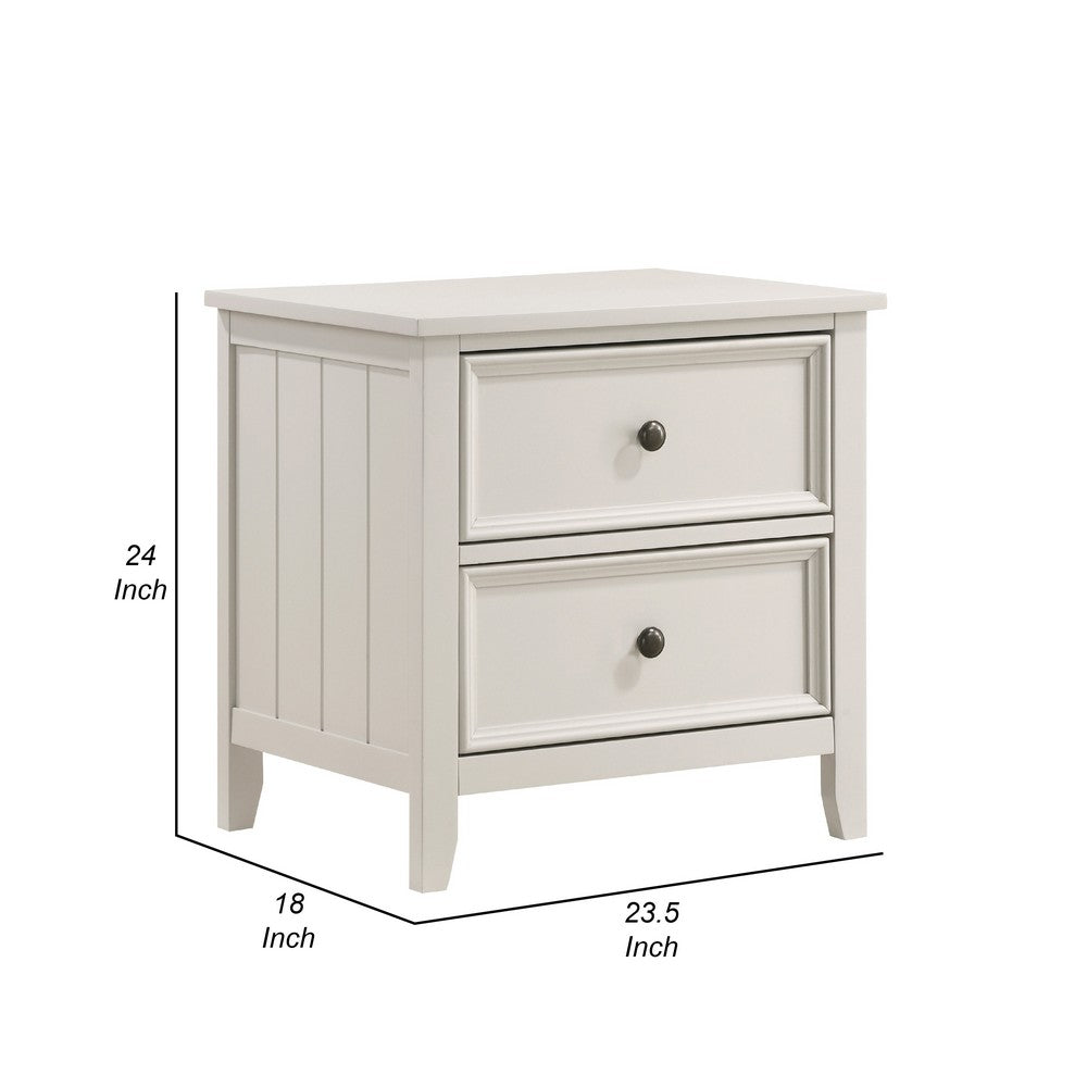 Etgo 2 Drawer Nightstand, 24 Inch, White Melamine Veneer -BM336320