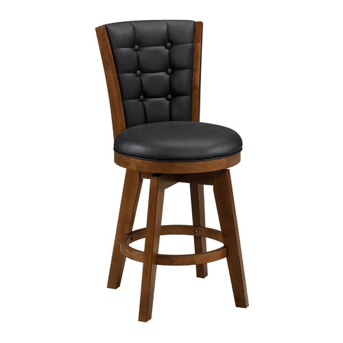 Core Set of 2 Swivel Counter Stool Chairs, Brown, Black Faux Leather -BM336326