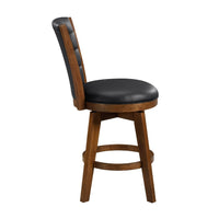 Core Set of 2 Swivel Counter Stool Chairs, Brown, Black Faux Leather -BM336326