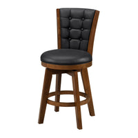 Core Set of 2 Swivel Counter Stool Chairs, Brown, Black Faux Leather -BM336326