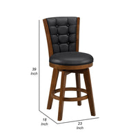 Core Set of 2 Swivel Counter Stool Chairs, Brown, Black Faux Leather -BM336326