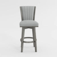 Core Set of 2 Swivel Counter Stool Chairs, Gray, Channel Tufted Velvet -BM336328