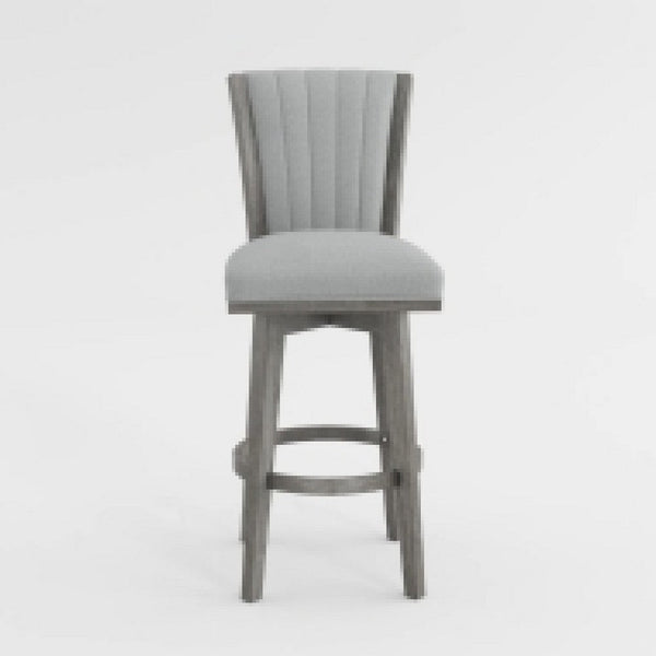 Core Set of 2 Swivel Counter Stool Chairs, Gray, Channel Tufted Velvet -BM336328