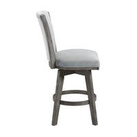 Core Set of 2 Swivel Counter Stool Chairs, Gray, Channel Tufted Velvet -BM336328