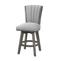 Core Set of 2 Swivel Counter Stool Chairs, Gray, Channel Tufted Velvet -BM336328