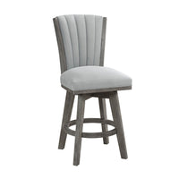 Core Set of 2 Swivel Counter Stool Chairs, Gray, Channel Tufted Velvet -BM336328