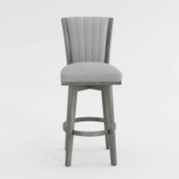 Core Set of 2 Swivel Barstool Chairs, Gray Wood, Channeled Velvet