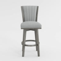 Core Set of 2 Swivel Barstool Chairs, Gray Wood, Channeled Velvet -BM336329