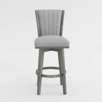 Core Set of 2 Swivel Barstool Chairs, Gray Wood, Channeled Velvet -BM336329