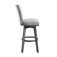 Core Set of 2 Swivel Barstool Chairs, Gray Wood, Channeled Velvet -BM336329