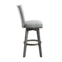 Core Set of 2 Swivel Barstool Chairs, Gray Wood, Channeled Velvet -BM336329