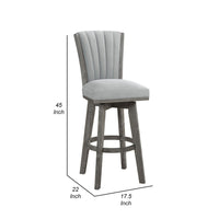 Core Set of 2 Swivel Barstool Chairs, Gray Wood, Channeled Velvet