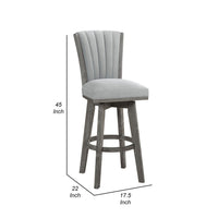 Core Set of 2 Swivel Barstool Chairs, Gray Wood, Channeled Velvet -BM336329