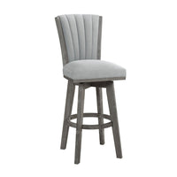 Core Set of 2 Swivel Barstool Chairs, Gray Wood, Channeled Velvet -BM336329