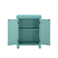 Anik Accent Cabinet, 2 Mirror Inlaid Glass Door, Aqua Green Wood -BM336330