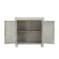 Anik Accent Cabinet, 2 Mirror Inlaid Glass Door, Antique White Wood -BM336331