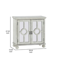 Anik Accent Cabinet, 2 Mirror Inlaid Glass Door, Antique White Wood -BM336331