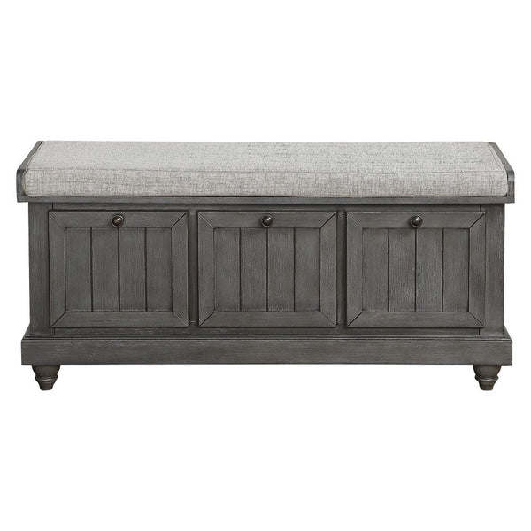 Wali 44 Inch Bench with Lift Top Storage, Plush Gray Cushioned Seat -BM336333