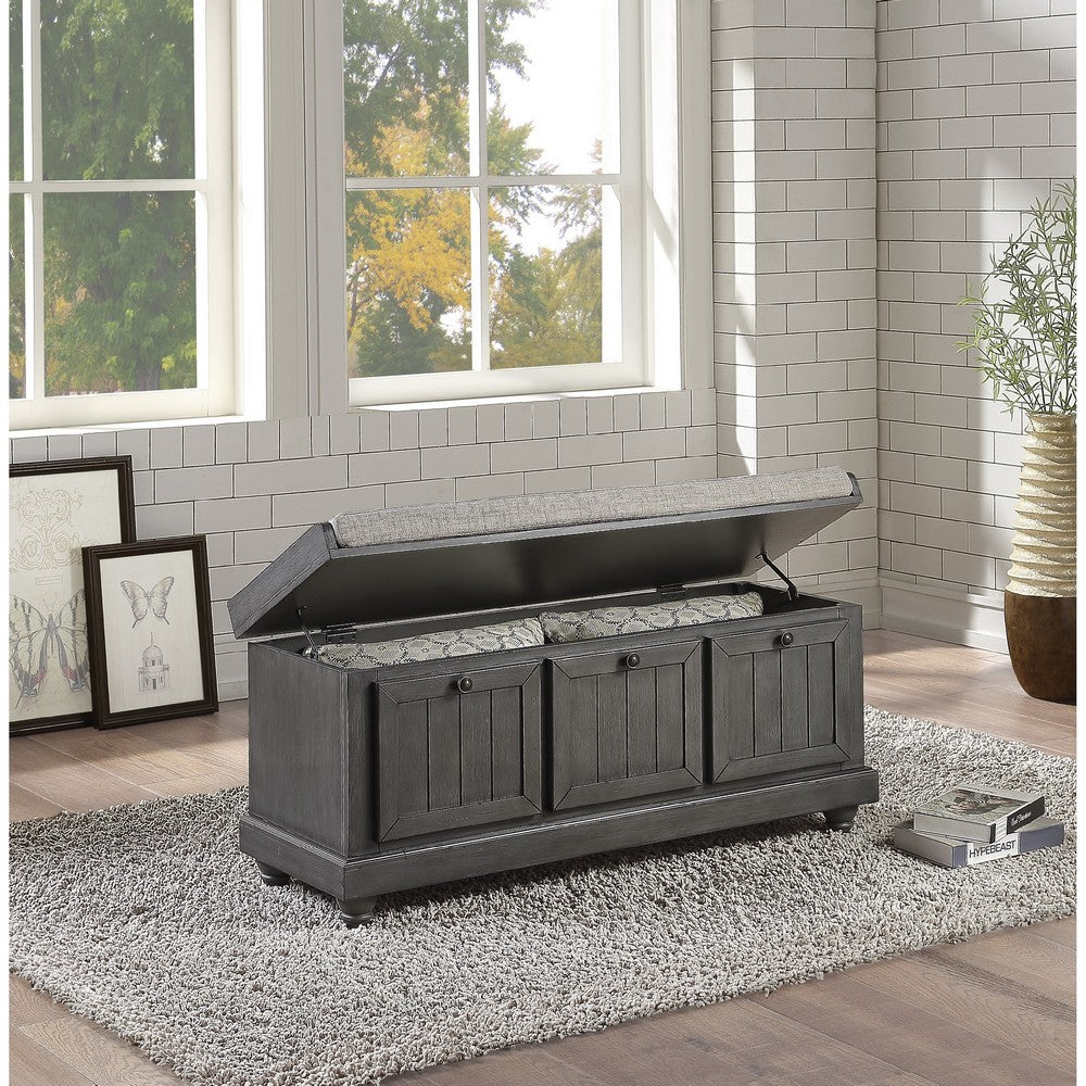 Wali 44 Inch Bench with Lift Top Storage, Plush Gray Cushioned Seat -BM336333