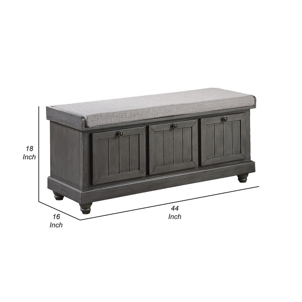 Wali 44 Inch Bench with Lift Top Storage, Plush Gray Cushioned Seat -BM336333