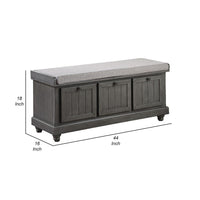 Wali 44 Inch Bench with Lift Top Storage, Plush Gray Cushioned Seat -BM336333