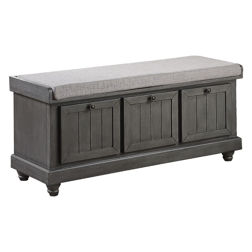 Wali 44 Inch Bench with Lift Top Storage, Plush Gray Cushioned Seat -BM336333