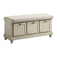 Wali 44 Inch Bench with Lift Top Storage, Cushioned Seat Antique White -BM336334