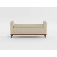 Bity Lift Top Storage Bench, Light Brown Textured Fabric, Wood 50 Inch -BM336335