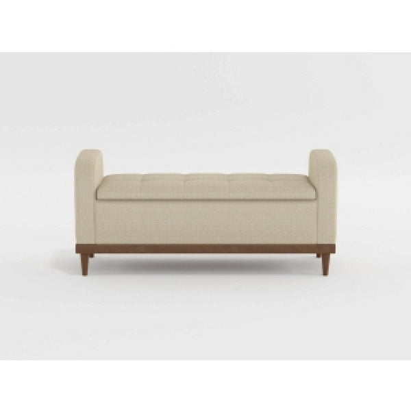 Bity Lift Top Storage Bench, Light Brown Textured Fabric, Wood 50 Inch -BM336335