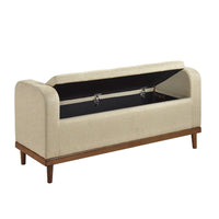 Bity Lift Top Storage Bench, Light Brown Textured Fabric, Wood 50 Inch -BM336335
