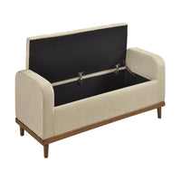 Bity Lift Top Storage Bench, Light Brown Textured Fabric, Wood 50 Inch -BM336335