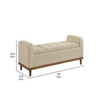 Bity Lift Top Storage Bench, Light Brown Textured Fabric, Wood 50 Inch -BM336335